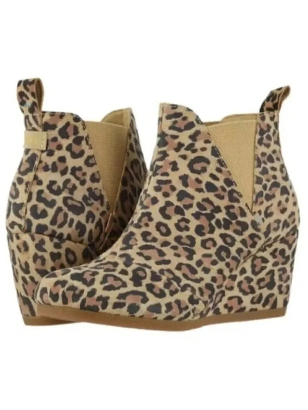 Toms Leopard Animal Print Kelsey Wedge Booties, Size 9.5